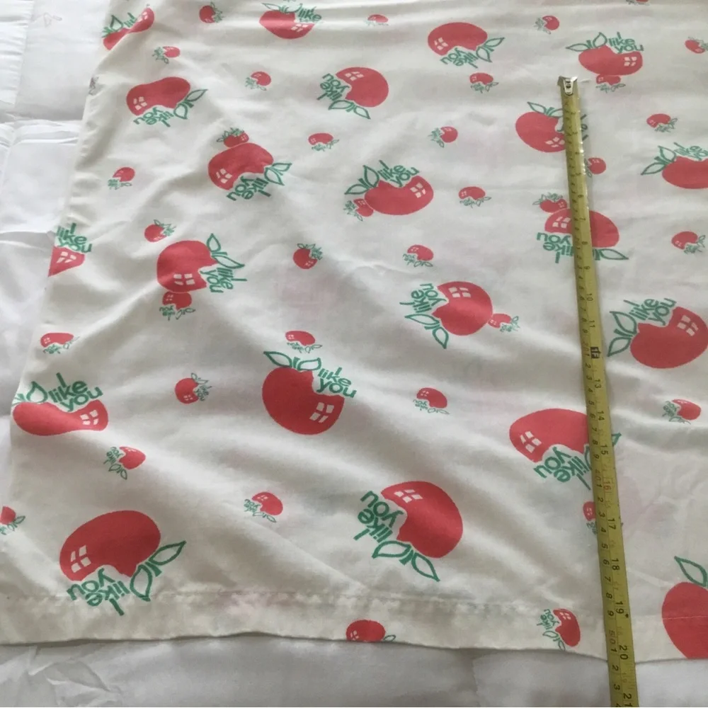 Sears Twin Top Sheet I LIKE YOU Apple Vintage 1974 67 x 94” MFG FLAW
